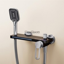 Wall Mounted Bath Tub Hand Shower Faucet Set Brass Bathroom Waterfall Mixer Taps