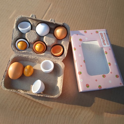6-teiliges Simulations-Ei-Spielset aus Holz für Kinder, pädagogisches Spielzeug, - Bild 4 von 12