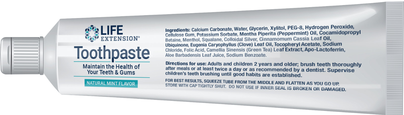 2PACK Life Extension Fluoride Free Toothpaste Healthy Teeth Gums Mint Flavor 4oz