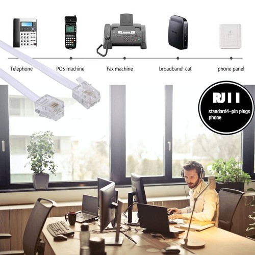 US RJ11 6P4C Adapter White Phone Jack Splitter for Landline Phone - Zdjęcie 6 z 7
