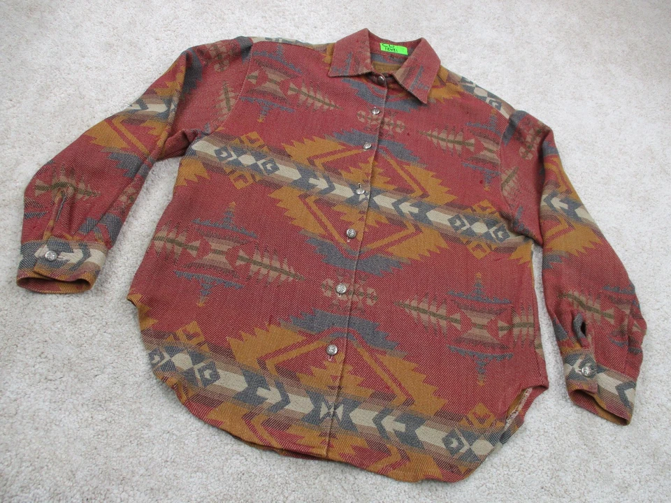 Chaqueta Double D Ranch Wear para mujer extra pequeña XS rojo estampado azteca abrigo occidental * Foto 2 de 4