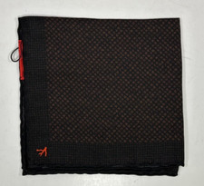 NEW ISAIA POCKET SQUARE / POCHETTE 100 SILK MOCHA/BLACK MADE IN ITALY  110