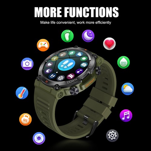 Men's Waterproof Smart Watch Military Tactical Wristwatch Sport Fitness Tracker- - Picture 9 of 16