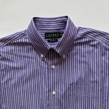 lauren ralph lauren shirt purple strips size 15.5 34/35 non iron 100 cotton