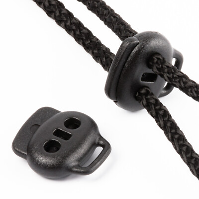 Flacher 2-Loch Kordelstopper m. Lasche ''DOUBLE SM P'' für 1,5-3mm Kordel