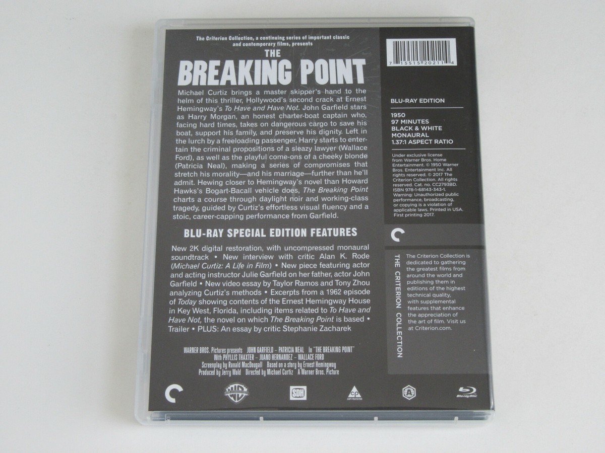 THE BREAKING POINT (Blu-ray 2017, Criterion) Michael Curtiz