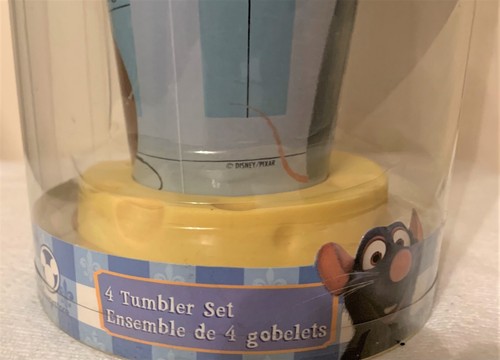 DISNEY RATATOUILLE EMILE REMY TUMBLER CUP GLASS SET Tumblers + Lid + Base 6 PC - Picture 3 of 5