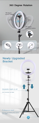 10" LED Selfie Ring Light with Tripod, Dimmable, USB, Makeup/Streaming/Video - Picture 4 of 10