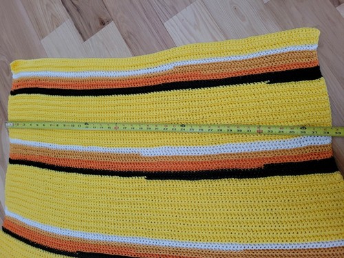 Handmade Knit Throw Lap or Baby Blanket MCM Retro Stripes Yellow 70s Boho - Picture 6 of 6