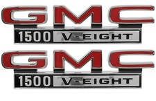 Trim Parts 1968-1972 GMC 1500-V Eight Front Fender Emblem Set Made in the USA