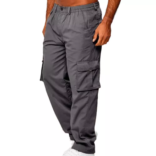 Mens Lightweight with Pockets Bottoms Men Leisure Elastic Waist Cargo Pants - Picture 20 of 47