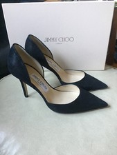 Jimmy Choo Shimmer Black Leather D'orsay Pump Size 36/6 595