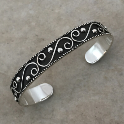 TAXCO .925 STERLING SILVER OXIDIZED CUFF BRACELET | Mexican Jewelry