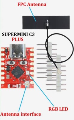 ESP32-C3 Super Mini (+) Development Board Wifi Bluetooth USB-C Arduino SmartHome