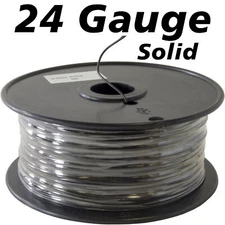 Black 1000 Foot, 24 Gauge Solid Hook Up Wire (Tinned Copper)