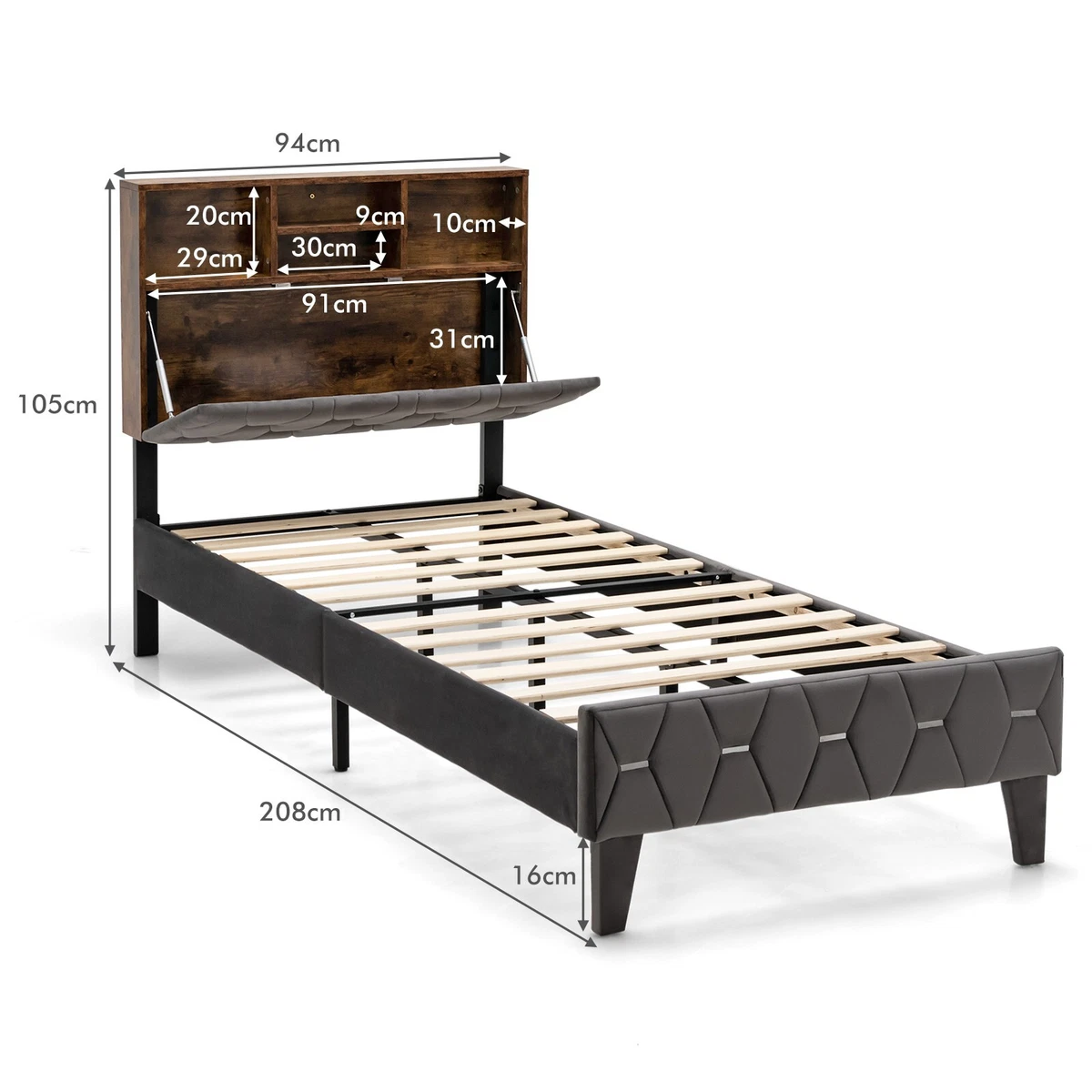 Full size upholstered platform bed with storage deals