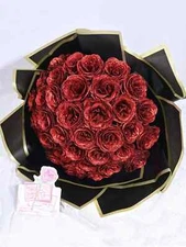 12 6PCS Glitter Rose Bouquet Shiny Artificial Flowers for Weddings And Decor
