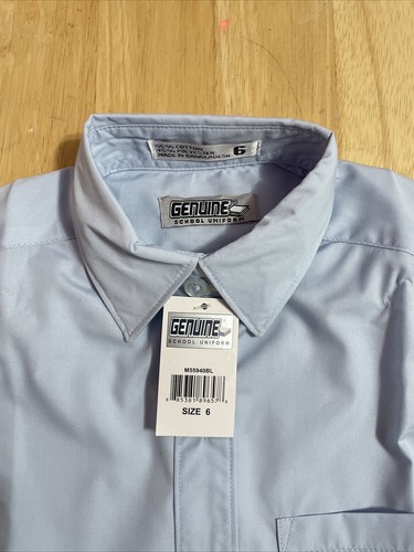 Genuine School Uniform Blue Short Sleeve Woven Dress Shirt Youth Boys Size 6 - Picture 5 of 5