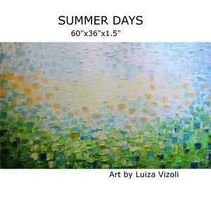 Extra-Large-Painting-60x36-SUMMER-Abstract-Original-Art-Blue-Aqua-Green-White