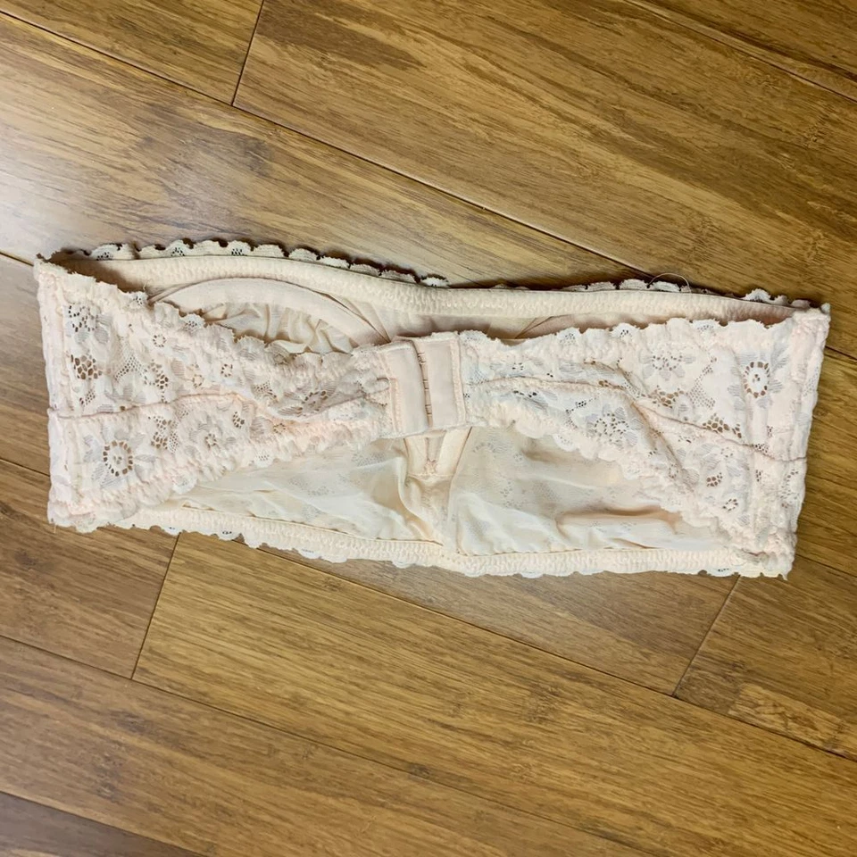 Sujetador Aerie para mujer 36D rosa floral encaje bandeau bralette sin tirantes con aros Foto 2 de 4