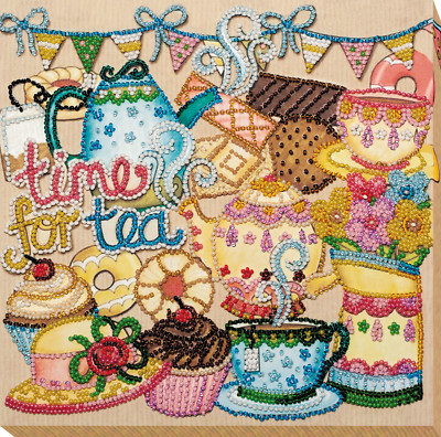 DIY Bead Embroidery Kit Crazy Tea Party stitching needlepoint beadwork
