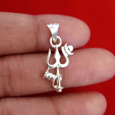 925 Sterling Silver Hindu Idol Lord Shiva Trident Trishul Unisex Pendant Gifts