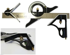 12" TRI-SQUARE SS COMBINATION PROTRACTOR RULER LEVEL MULTI-PURPOSE