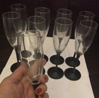 VINTAGE Black Stem Glasses-Champagne Flutes Set of 10 Long Stem Pre-owned. — photo 4
