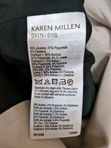 Vestido Karen Millen Beige Nudo Cuello Negro Ilusión Movible Lápiz Ocasión Reino Unido 10 - Imagen 16 de 16