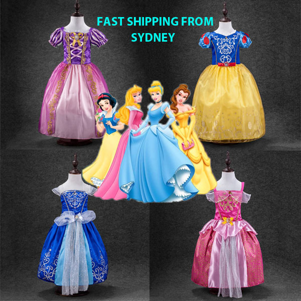 Girl Dress Costume Snow White, Aurora, Rapunzel, Cinderella, Sofia