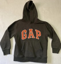 Gap Hoodie Sweatshirt Kids M Gray Spell out Logo Hooded / 27-28