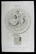Gravure sceau Charles le Téméraire Duc de Bourgogne. Timbre de gravure Charle...