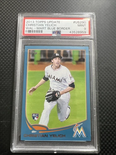 2013 Topps Update Christian Yelich WAL-MART BLUE BORDER ROOKIE #US290 PSA 9 MINT