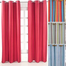 Multi, New England, Osaka Stripes Ready Made Eyelet Curtain Pair 