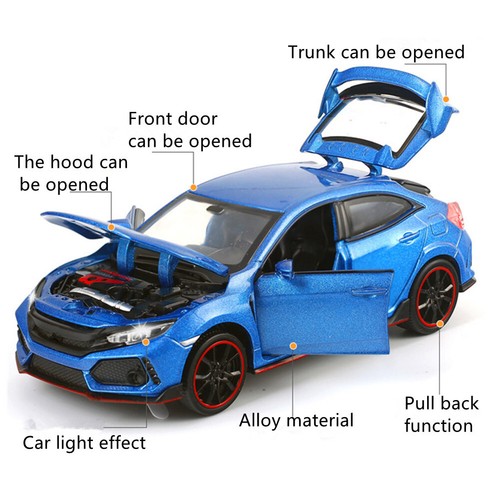 1/32 Replica Pull Back Car Model Doors Lid Openable Toy Vehicle with Sound&Light - Picture 11 of 27