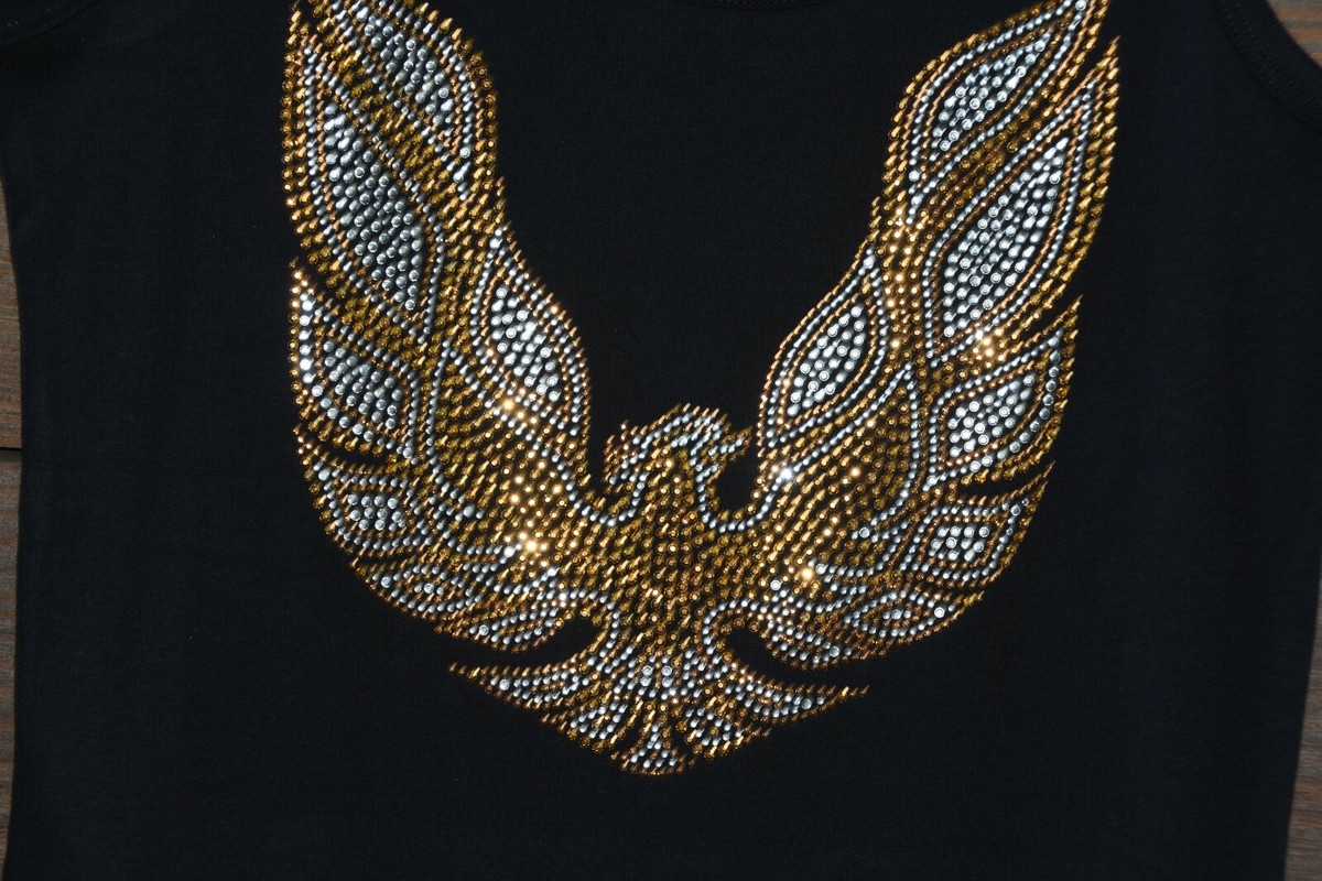 Gold Trans Am Eagle rhinestone shirt or tank XS S M L XL XXL
