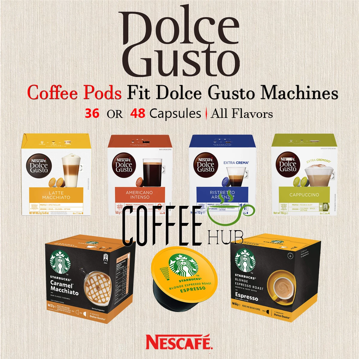 NESCAFE DOLCE GUSTO COFFEE CAPSULES/PODS.(Box)-COMBINED POSTAGE