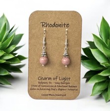 Rhodonite Earrings 925 Sterling Silver Earrings Dangle Drop Earrings Gemstone