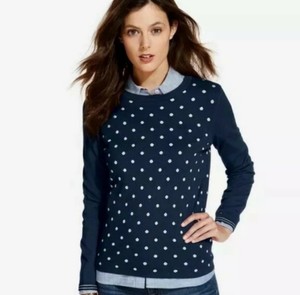 Tommy Hilfiger Womens Pattern Crew Neck Pullover Sweater Navy XL Tommy Hilfiger Womens Pattern Crew Neck Pullover Sweater Navy XL