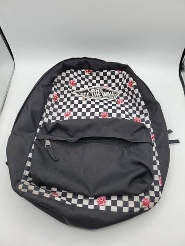 Zaino Vans Off The Wall nero a scacchi con rose ritorno a scuola