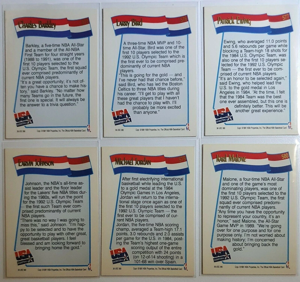 1991 NBA Hoops Dream Team USA Basquete - CONJUNTO COMPLETO (14 cartas) - Imagem 3 de 4