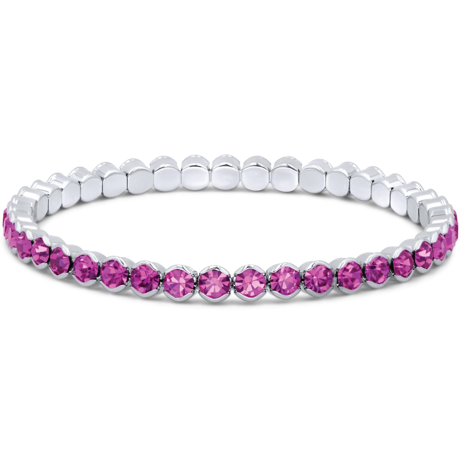 Rhodium Plated Tennis Bracelet - Fashionable Women's Accessory, Memory Wire Stre