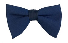 Men's Vintage Navy Blue Bow Tie 1970s Oversized Large Butterfly Clip On