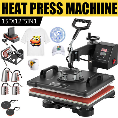 15''x12'' 8 IN 1 Combo T-Shirt Heat Press Transfer Machine Sublimation Swing Away