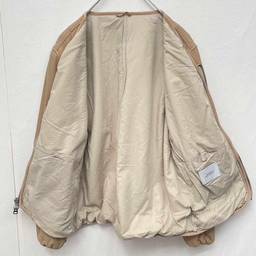 Saturdays New York City zip-up padded jacket, beige, size S so image 5