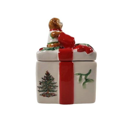 Spode Christmas Tree Bear Covered Box 6" Tall Vintage Ceramic Trinket Box - Picture 5 of 10
