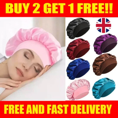 Women Long Hair Care Satin Bonnet Night Sleep Hat Cap Silk feel Head Wrap Turban