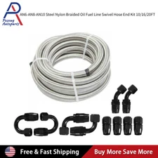 AN6-AN8-AN10 Steel Nylon Braided Oil Fuel Line Swivel Hose End Kit 10/16/20FT