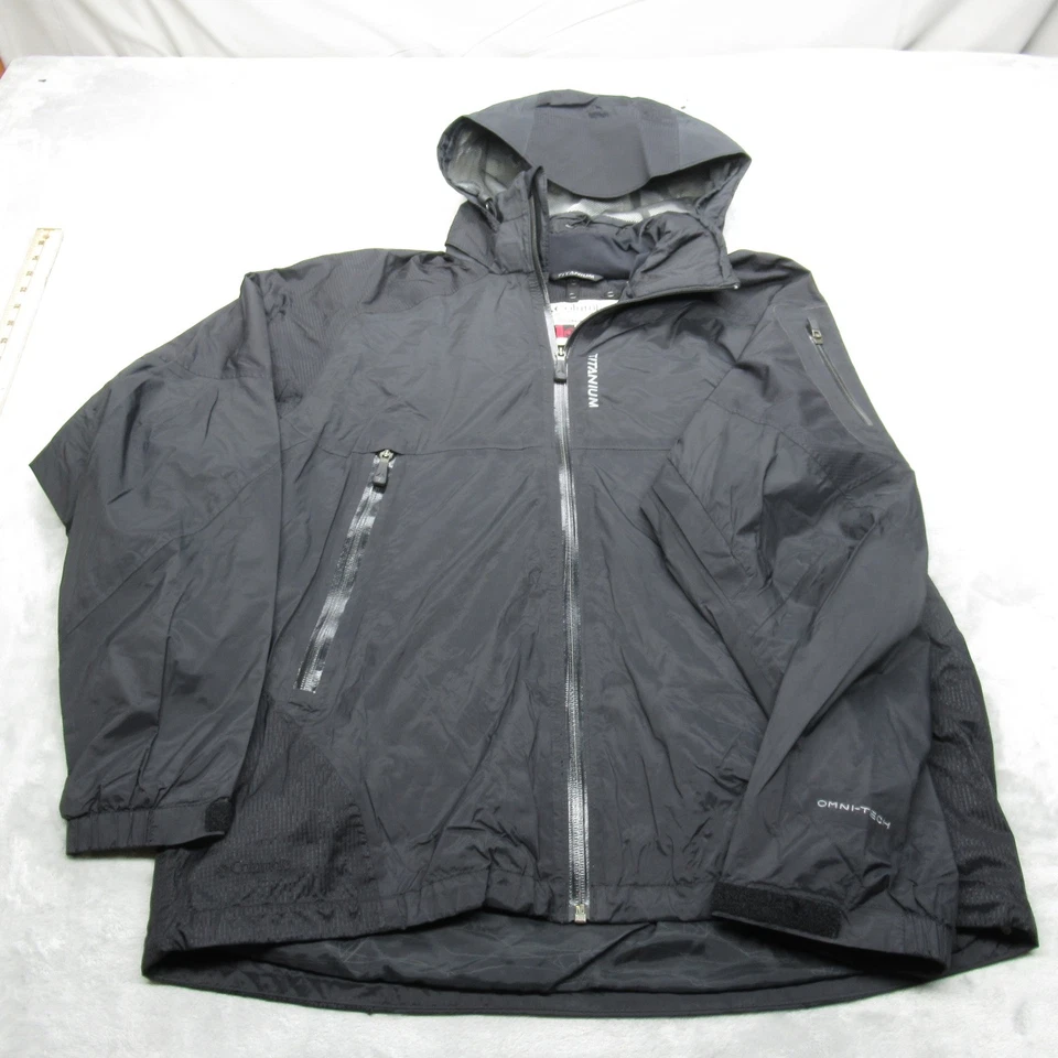 Chaqueta Columbia Titanium Para Hombre Grande Negra Impermeable Intercambio Con Capucha Cremallera Completa Foto 2 de 4