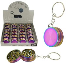 30 Pack Key Chain Metal Tobacco Crusher Hand Muller Smoke Herbal Grinder Rainbow
